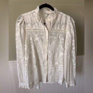 NWT Sundance Ivory Floral Lace Top
